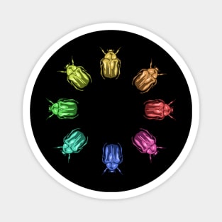 Colorful Scarab beetle chromatic circle illustration Magnet